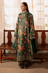 ZAINAB CHOTANI-3PC SHAMOZE SILK PRINTED EMBROIDERED SHIRT WITH SOFT SILK PRINTED EMB DUPATTA & EMB TROUSER-ADR
