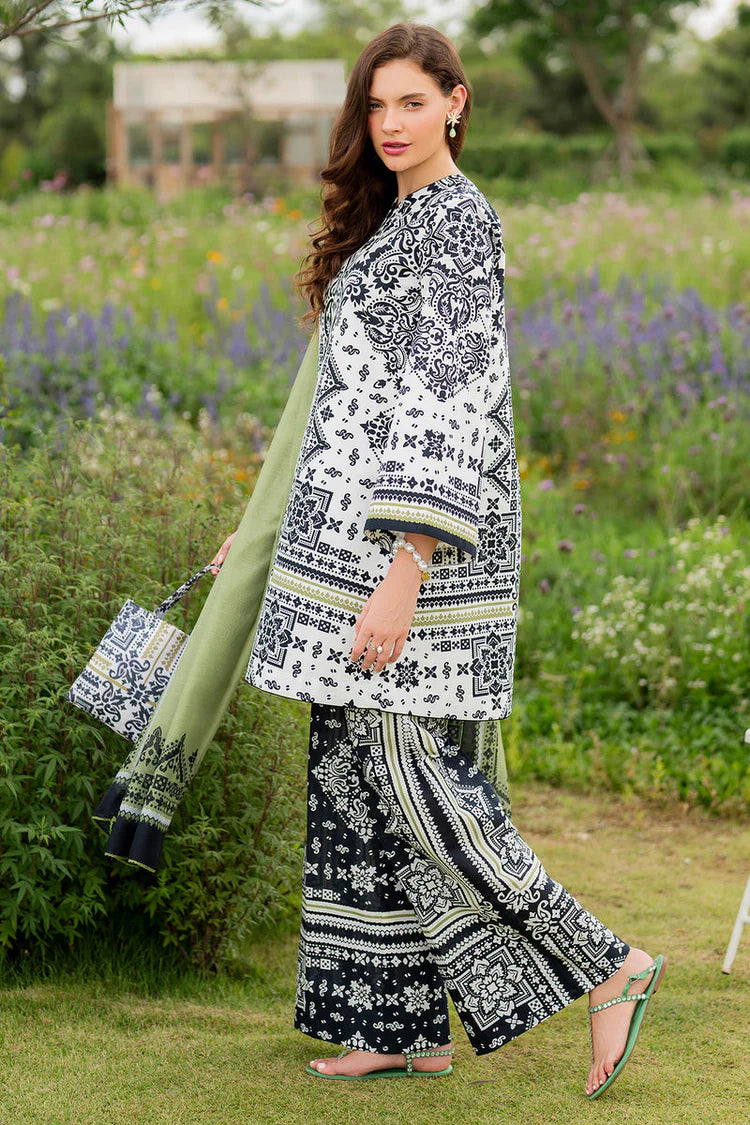 JAZMIN-3PC KHADDAR PRINTED SHIRT WITH KHADDAR PRINTED DUPATTA AND PRINTED TROUSER-ADR-2626