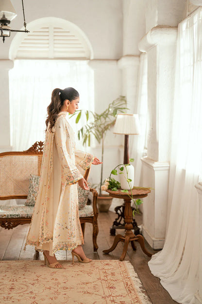 QALAMQAR - 3PC LAWN EMBROIDERED SHIRT WITH ORGANZA EMBROIDERED DUPATTA AND TROUSER -ADR-3804