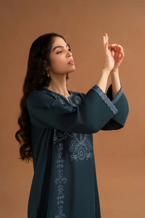 LAZULI-2PC DHANAK EMBROIDRED SHIRT WITH DHANAK TROUSER-ADR-3379