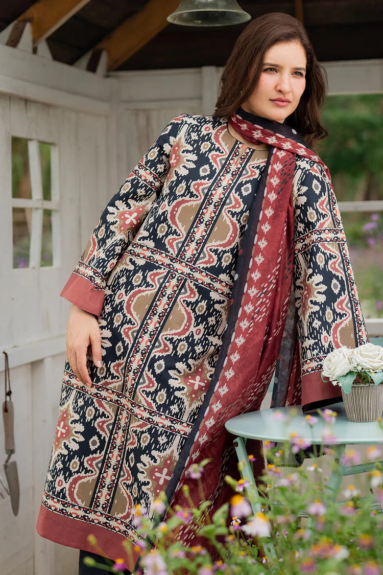 JAZMIN-3PC KHADDAR PRINTED SHIRT WITH KHADDAR PRINTED DUPATTA AND PRINTED TROUSER-ADR-2627