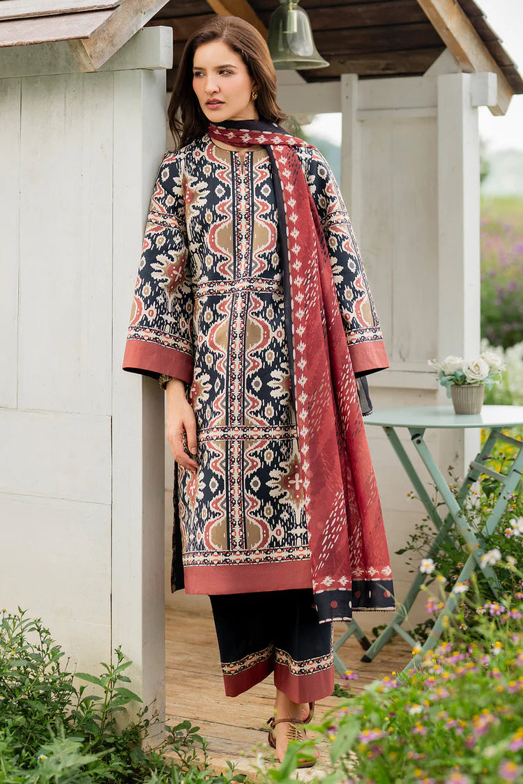JAZMIN-3PC KHADDAR PRINTED SHIRT WITH KHADDAR PRINTED DUPATTA AND PRINTED TROUSER-ADR-2627