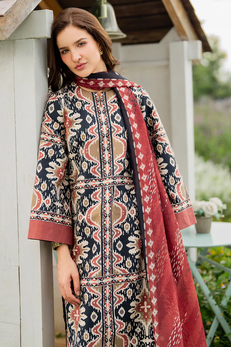 JAZMIN-3PC KHADDAR PRINTED SHIRT WITH KHADDAR PRINTED DUPATTA AND PRINTED TROUSER-ADR-2627