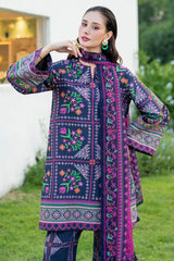 JAZMIN-3PC KHADDAR PRINTED SHIRT WITH KHADDAR PRINTED DUPATTA AND PRINTED TROUSER-ADR-2628