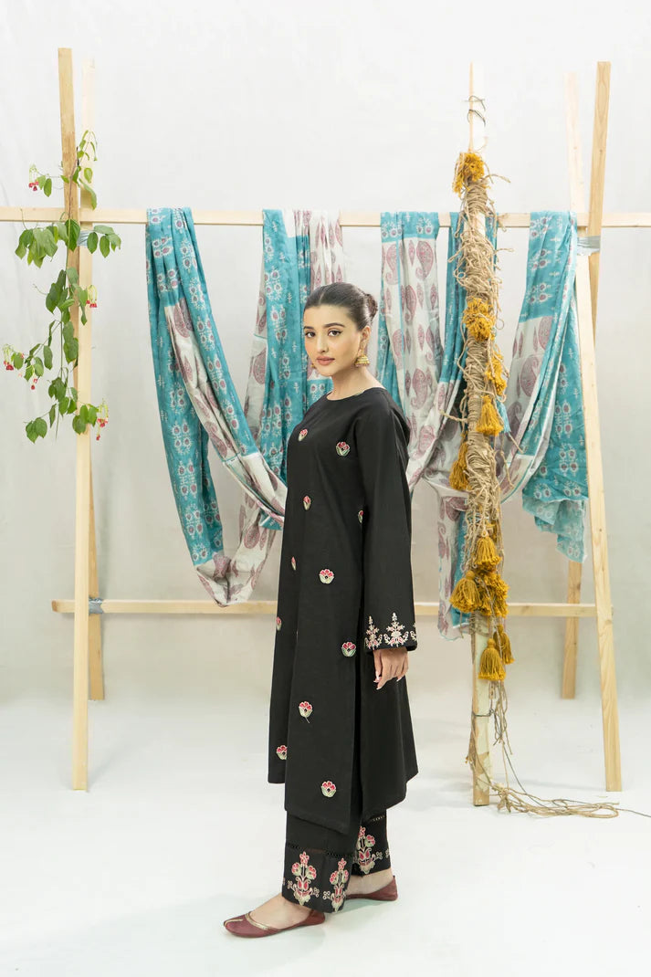 URGE-2PC DHANAK EMBROIDERED SHIRT WITH DHANAK EMBROIDERED TROUSER-ADR-3401