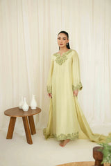KAIDA-3PC-RAW SILK HAND EMBELLISHED SHIRT EMBROIDRED SOFT SILKDUPATTA AND RAW SILK EMBROIDERED TROUSER-ADR-5142