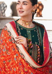 HUSSAIN REHAR-3PC DHANAK EMBROIDERED SHIRT WITH COUTRAI PRINTED SHAWL AND TROUSER-ADR-5212