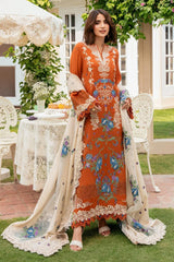 ANEELAS-3PC KARANDI EMBROIDERED SHIRT WITH KARANDI EMBROIDERED SHAWL AND TROUSER-ADR-5290