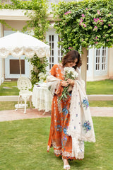 ANEELAS-3PC KARANDI EMBROIDERED SHIRT WITH KARANDI EMBROIDERED SHAWL AND TROUSER-ADR-5290