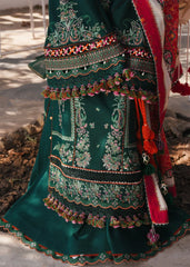 HUSSAIN REHAR-3PC DHANAK EMBROIDERED SHIRT WITH COUTRAI PRINTED SHAWL AND TROUSER-ADR-5212