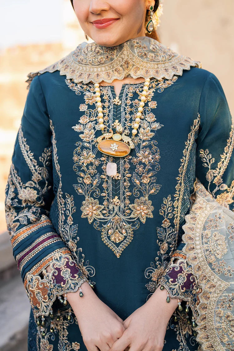 BATIK-3PC DHANAK HEAVY EMBROIDERED SHIRT WITH COTTON NET EMBROIDERED DUPATTA AND EMB TROUSER-ADR-4238