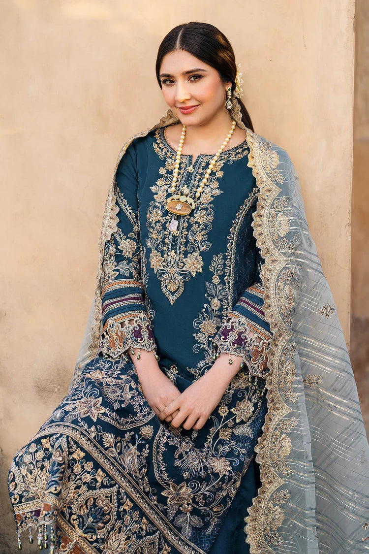 BATIK-3PC DHANAK HEAVY EMBROIDERED SHIRT WITH COTTON NET EMBROIDERED DUPATTA AND EMB TROUSER-ADR-4238