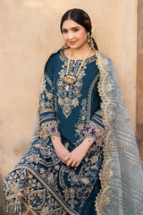 BATIK-3PC DHANAK HEAVY EMBROIDERED SHIRT WITH COTTON NET EMBROIDERED DUPATTA AND EMB TROUSER-ADR-4238
