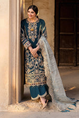 BATIK-3PC DHANAK HEAVY EMBROIDERED SHIRT WITH COTTON NET EMBROIDERED DUPATTA AND EMB TROUSER-ADR-4238