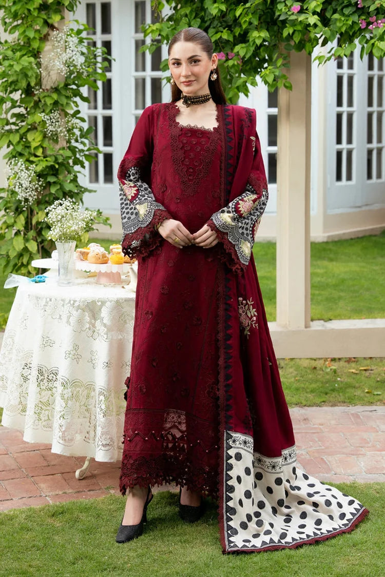 ANEELAS-3PC KARANDI EMBROIDERED SHIRT WITH KARANDI EMBROIDERED SHAWL AND TROUSER-ADR-5303