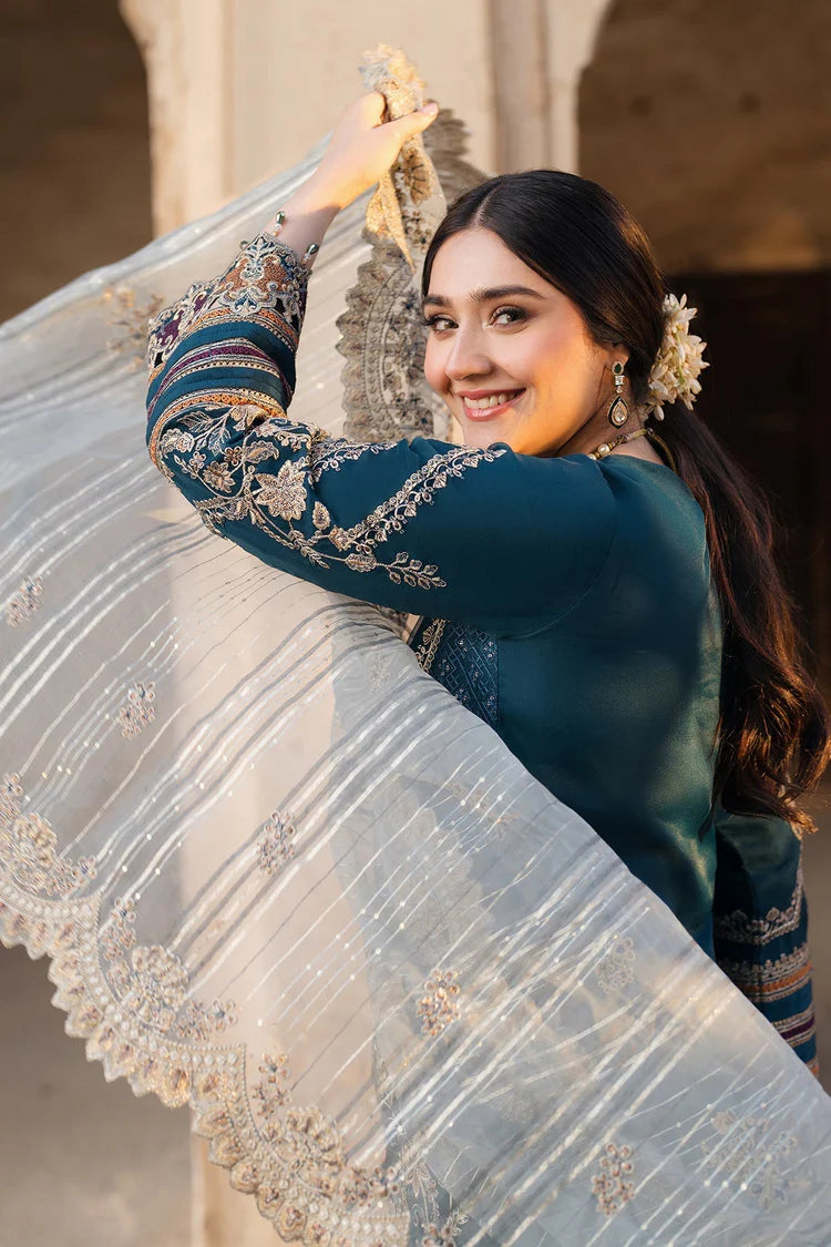 BATIK-3PC DHANAK HEAVY EMBROIDERED SHIRT WITH COTTON NET EMBROIDERED DUPATTA AND EMB TROUSER-ADR-4238