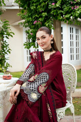 ANEELAS-3PC KARANDI EMBROIDERED SHIRT WITH KARANDI EMBROIDERED SHAWL AND TROUSER-ADR-5303