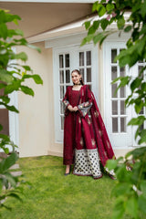 ANEELAS-3PC KARANDI EMBROIDERED SHIRT WITH KARANDI EMBROIDERED SHAWL AND TROUSER-ADR-5303