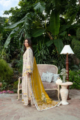 ANEELAS-3PC KARANDI EMBROIDERED SHIRT WITH KARANDI EMBROIDERED SHAWL AND KARANDI TROUSER-ADR-5293