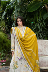 ANEELAS-3PC KARANDI EMBROIDERED SHIRT WITH KARANDI EMBROIDERED SHAWL AND KARANDI TROUSER-ADR-5293