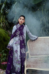 ANEELAS-3PC DHANAK EMBROIDERED SHIRT WITH DHANAK EMBROIDERED SHAWL AND TROUSER-ADR-5291