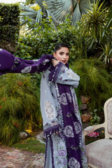 ANEELAS-3PC DHANAK EMBROIDERED SHIRT WITH DHANAK EMBROIDERED SHAWL AND TROUSER-ADR-5291