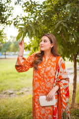 ANEELAS-3PC LAWN DIGITAL PRINTED SHIRT WITH SILK PRINTED DUPATTA AND PRINTED TROUSER-ADR-030