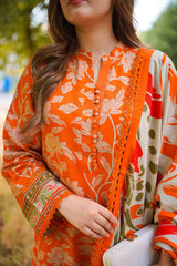 ANEELAS-3PC LAWN DIGITAL PRINTED SHIRT WITH SILK PRINTED DUPATTA AND PRINTED TROUSER-ADR-030