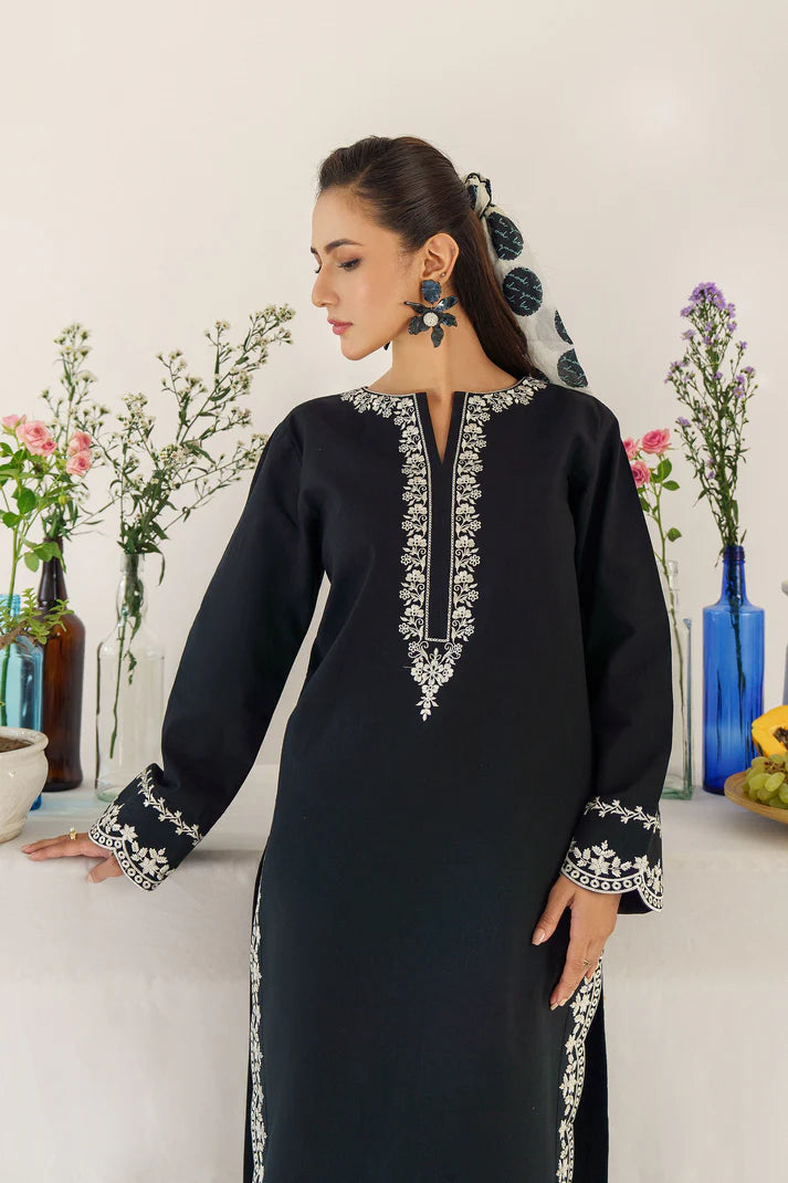 URGE - 3PC DHANAK EMBROIDERED SHIRT WITH WOOL PRINTED SHAWL AND TROUSER-ADR-3174