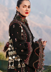 HUSSAIN REHAR-3PC DHANAK EMBROIDERED SHIRT WITH COURTRAI PRINTED SHAWL AND TROUSER-ADR-4261