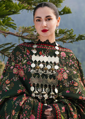 HUSSAIN REHAR-3PC DHANAK EMBROIDERED SHIRT WITH COURTRAI PRINTED SHAWL AND TROUSER-ADR-4261