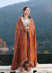 HUSSAIN REHAR-3PC DHANAK EMBROIDERED SHIRT WITH COURTRAI PRINTED SHAWL AND TROUSER-ADR-4260