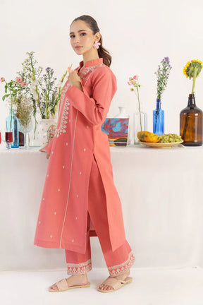 HANA- 3PC KHADAR EMBROIDERED SHIRT WITH COUTURE PRINT SHAWL AND TROUSER-ADR- 3167