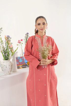 HANA- 3PC KHADAR EMBROIDERED SHIRT WITH COUTURE PRINT SHAWL AND TROUSER-ADR- 3167