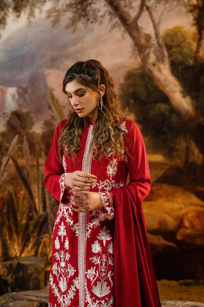 NATASHA KAMAL - 3PC DHANAK EMBROIDERED SHIRT WITH PRINTED WOOL PRINT SHAWL AND TROUSER-ADR-1223