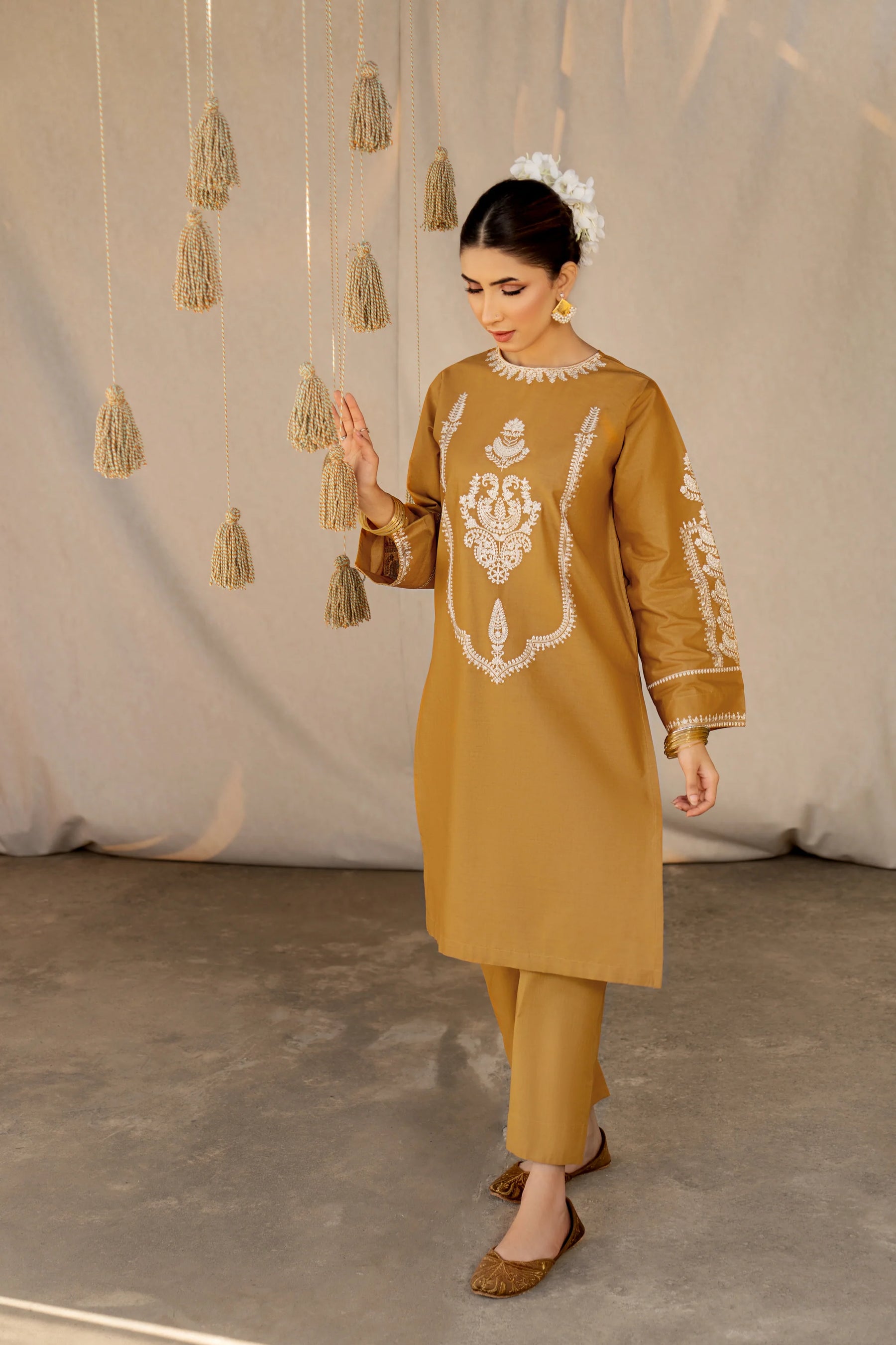 URGE- 2PC LAWN HEAVY EMBROIDERED SHIRT EMBROIDERED SLEEVES AND TROUSER -BIC-2954