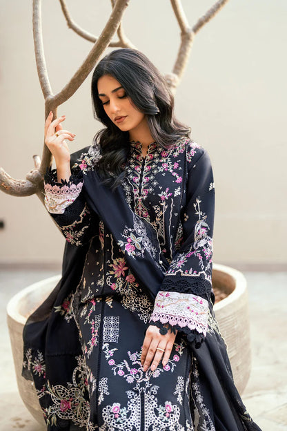FLORENT-3PC DHANAK EMBROIDERED SHIRT WITH CHIFFON EMBROIDERED DUPATTA & TROUSER-ADR-4229