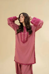 LAZULI-2PC KHADDAR EMBROIDRED SHIRT WITH KHADDAR EMB TROUSER-ADR-127
