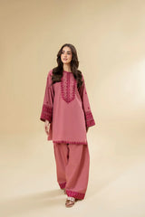 LAZULI-2PC KHADDAR EMBROIDRED SHIRT WITH KHADDAR EMB TROUSER-ADR-127
