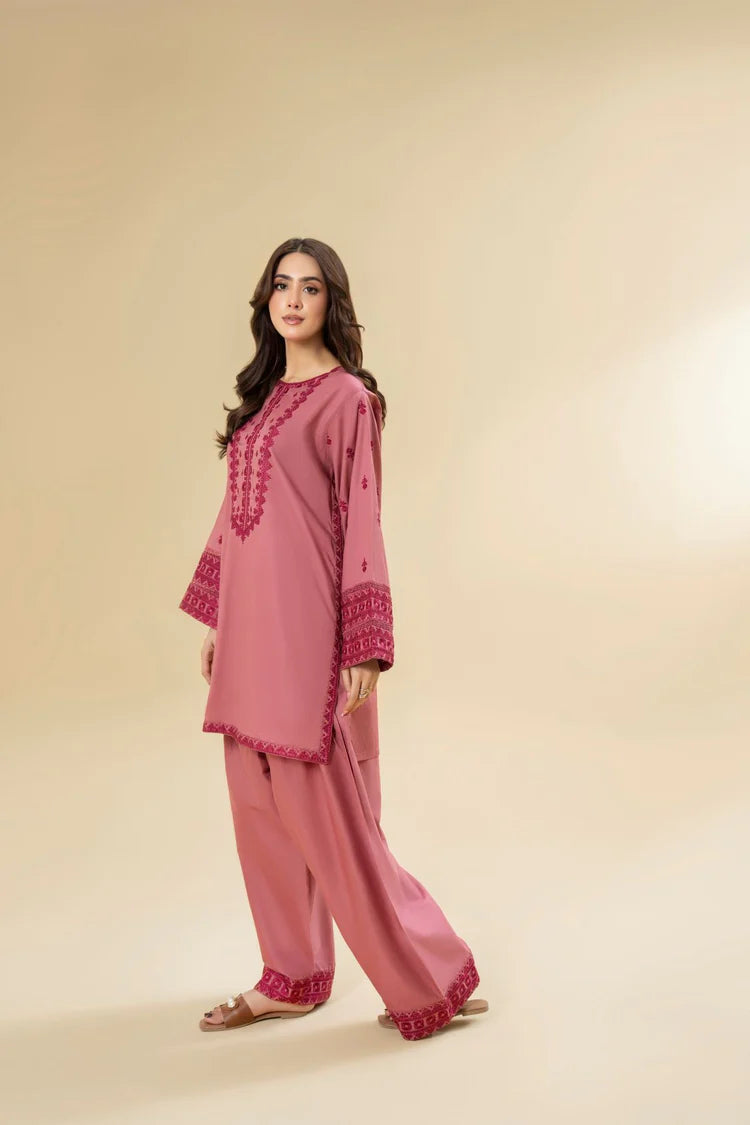 LAZULI-2PC KHADDAR EMBROIDRED SHIRT WITH KHADDAR EMB TROUSER-ADR-127