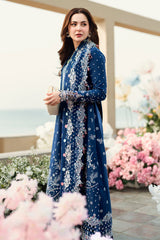 QALAMKAR-3PC LAWN EMBROIDERED SHIRT WITH KHADDI NET EMBROIDERED DUPATTA AND TROUSER-ADR-4608