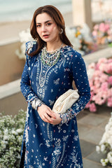 QALAMKAR-3PC DHANAK EMBROIDERED SHIRT WITH DHANAK EMBROIDERED SHAWL & TROUSER-ADR-5127