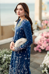 QALAMKAR-3PC DHANAK EMBROIDERED SHIRT WITH DHANAK EMBROIDERED SHAWL & TROUSER-ADR-5127