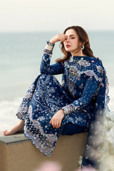 QALAMKAR-3PC DHANAK EMBROIDERED SHIRT WITH DHANAK EMBROIDERED SHAWL & TROUSER-ADR-5127
