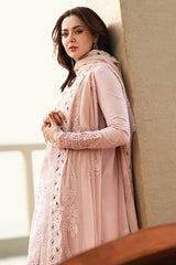 QALAMQAR-3PC LAWN CHIKAANKARI EMBROIDERED SHIRT WITH KHAADI NET EMBROIDERED DUPATTA AND TROUSER -ADR-4727