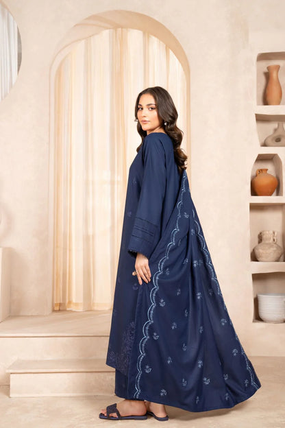 SAPPHIRE- 3PC Dhanak Embroidered Shirt With Dhanak Embroidered Shawl & Trouser-ADR-3326