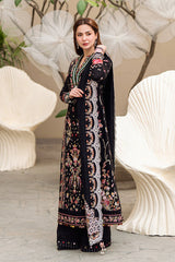QALAMQAR-3PC DHANAK EMBROIDERED SHIRT WITH DHANAK HEAVY EMBROIDERED SHAWL-ADR-4254