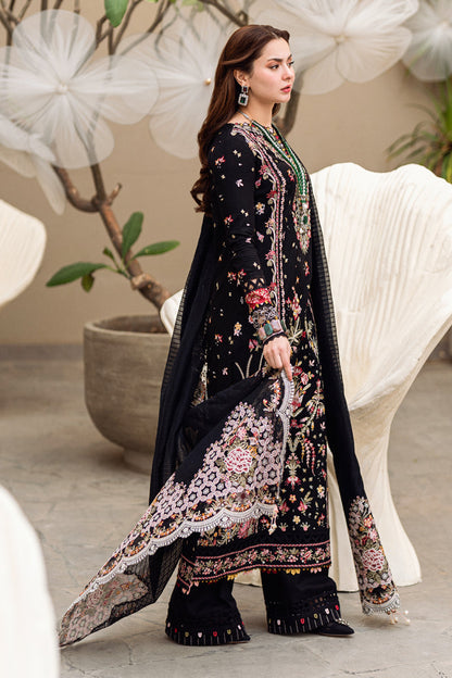 QALAMQAR-3PC DHANAK EMBROIDERED SHIRT WITH DHANAK HEAVY EMBROIDERED SHAWL-ADR-4254