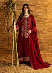 BATIK-3PC DHANAK EMBROIDERED SHIRT WITH DHANAK EMBROIDERED SHAWL AND TROUSER-ADR-5282