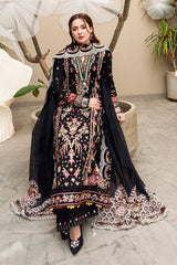 QALAMQAR-3PC DHANAK EMBROIDERED SHIRT WITH DHANAK HEAVY EMBROIDERED SHAWL-ADR-4254